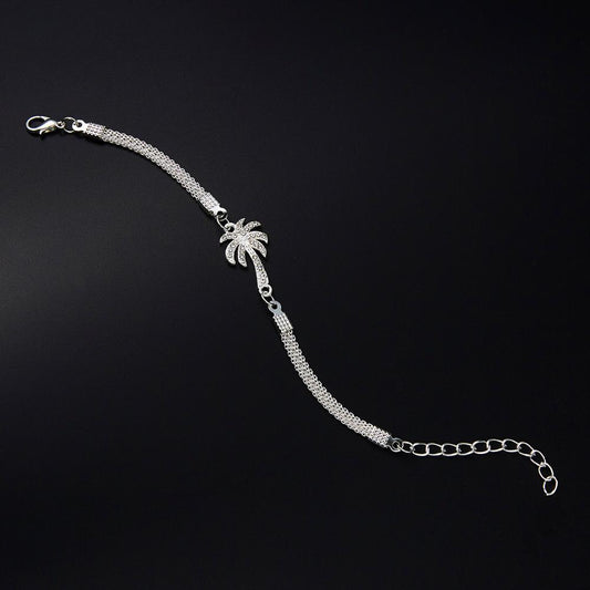 Silverpläterat armband med zircon palm kokosnöt resa