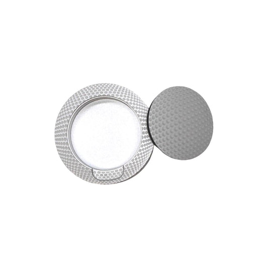 Silver snusdosa i aluminium med 3D-motiv precis som en golfboll