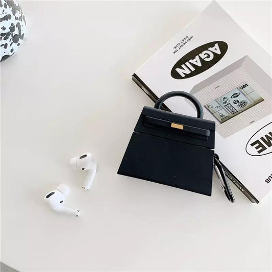 Skal till Airpods Pro svart lyxväska med handtag modehus