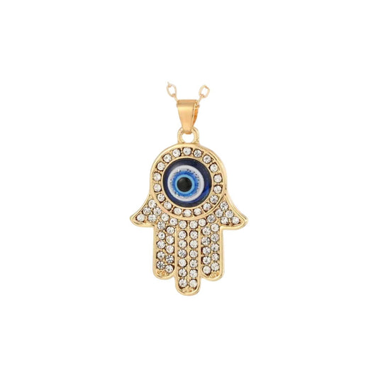 Smyckat Fatimas Hand Halsband med Onda Ögat - Symboliskt Skydd och Glamour