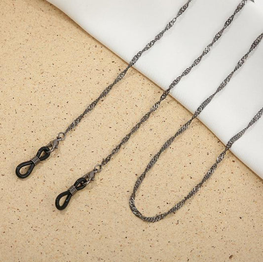 Snurrad kedja till solglasögon Retro Vintage silver grå glasögon