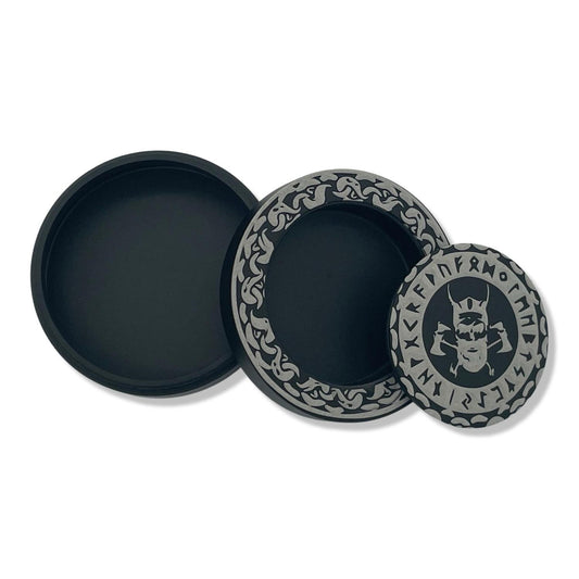 Snusdosa i aluminium för alla snus med fack viking fornskrift