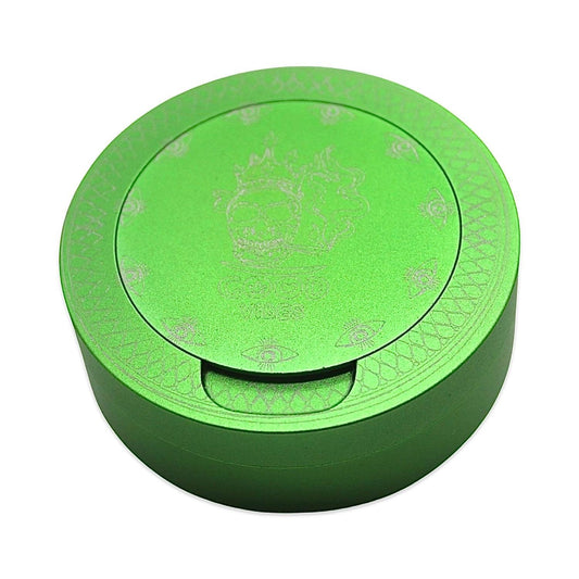Snusdosa i grön aluminium för alla snus - Good vibes, ögon &amp; cigarett