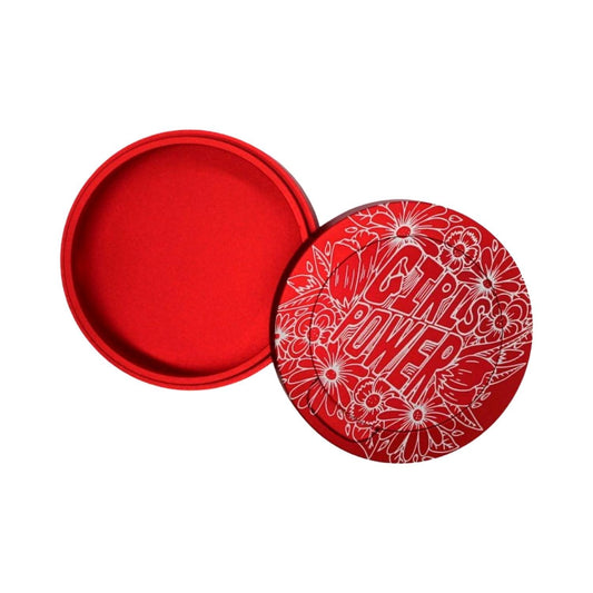 Snuff box in red aluminum for all snus - Girls Power with flowers