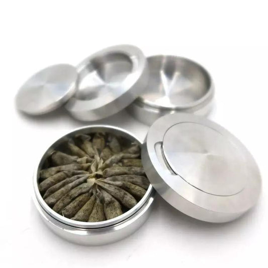 Snusdosa i silver aluminium för alla snus med fack viking fornskrift zyn