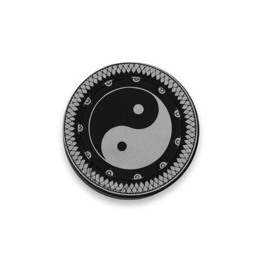 Snusdosa i svart aluminium för alla snus - zhen ying yang ögon vit