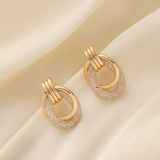 Snygga örhängen ringar hoops geometric mesh tråd old money