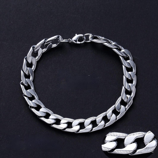 Snyggt titanium armband för män i grå silver punk
