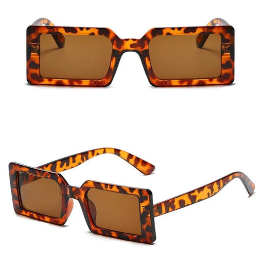 Solglasögon kvinnor rektangulär trend 2025 sommar retro leopard