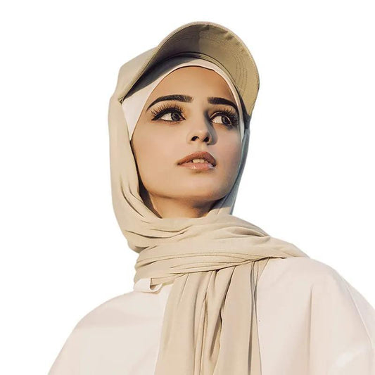 Solskyddande Jersey Hijab för Kvinnor-Mångsidig Muslimsk Huvudbonad med Sjal