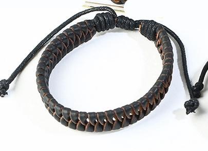 Speciellt handgjort armband för män i brunt & svart läder