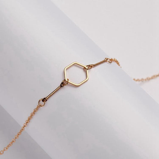 Spiritual wisdom  -halsband med hexagon 18K guldpläterad gåva julklapp