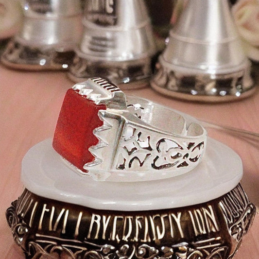 Sterling silver ring äkta eld opal sten orientalisk klackring för män