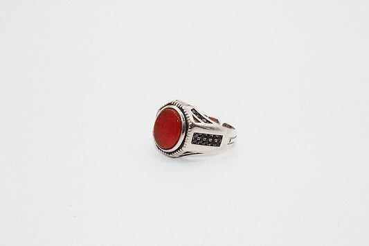 Sterling silver ring äkta orange opal sten persisk klackring för män