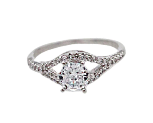 Sterling silver ring med flera zircon strass stenar förlovning vigsel