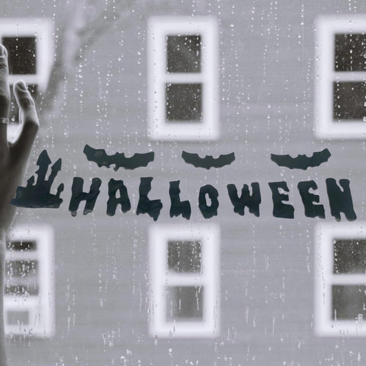 Stor Fönsterdekoration fladdermus halloween självklistrande svart slott