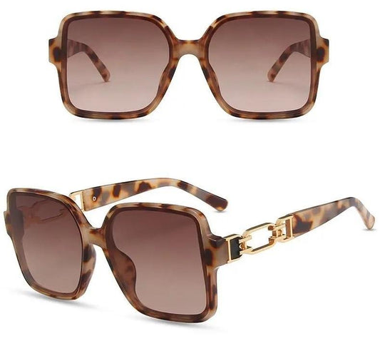 Large luxury sunglasses elegant style leopard print gold