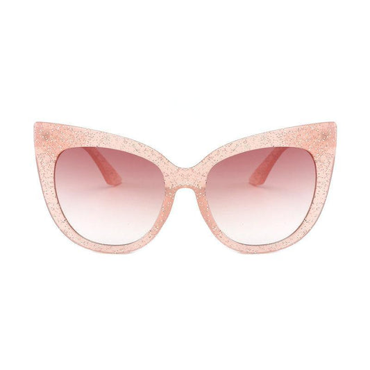 Stora rosa cateye solglasögon UV400 glitter