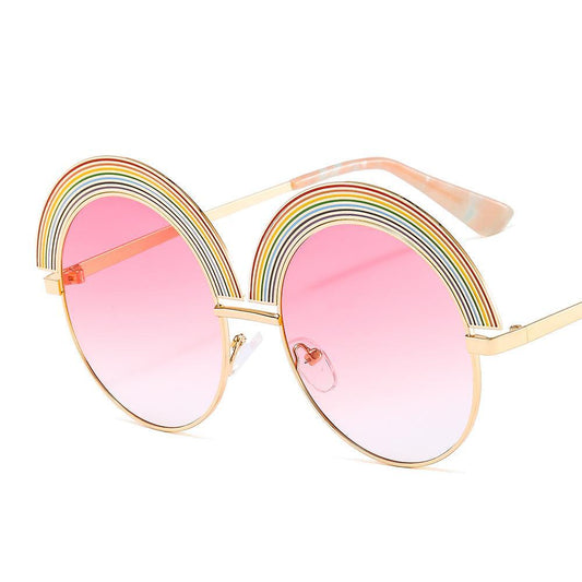 Big sunglasses with rainbow round shape hipster boho summer