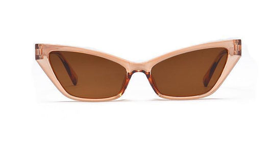 Trendiga små spetsiga cat-eye solglasögon beige