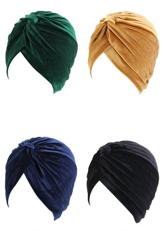 Turban i lyxig sammet i flera färger mössa