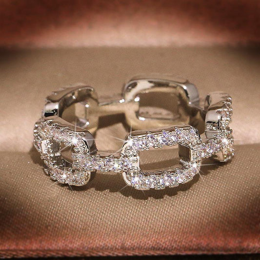 Unik handgjord 925 silverpläterad vintage ring i band