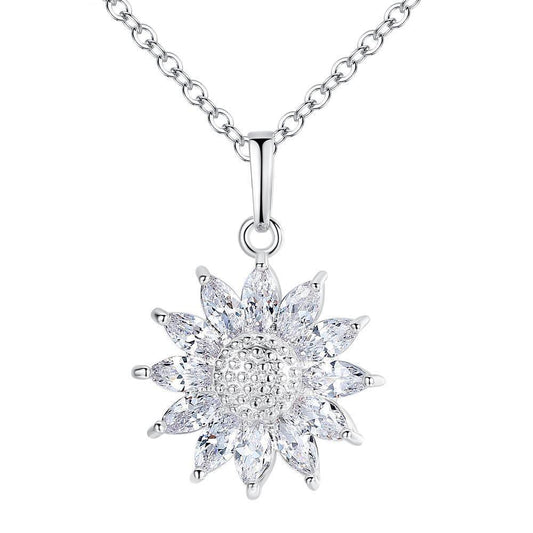 Vackert halsband i zirkon solros roséguld silver julklapp