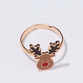 Vackert rolig ring ren jul rudolf med röda mulen smycke