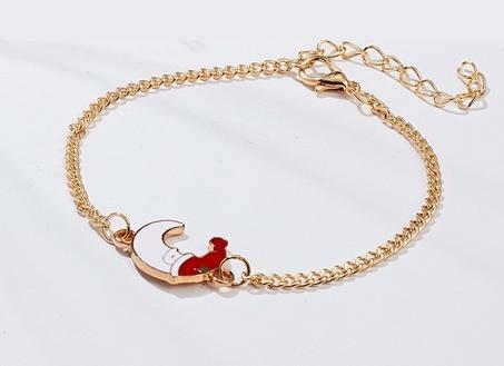 Beautifully funny bracelet moon with Santa's hat Christmas