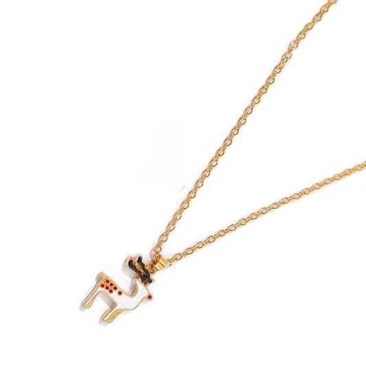 Vackert roligt halsband med julig vit ren guld
