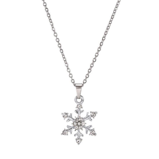 Vackert silverpläterat halsband med snöflinga med strass