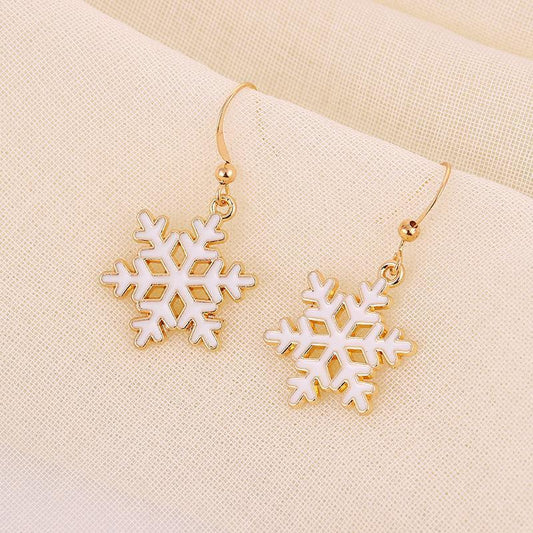 Beautiful earrings with cute snowflakes gold plating rhinestone Christmas