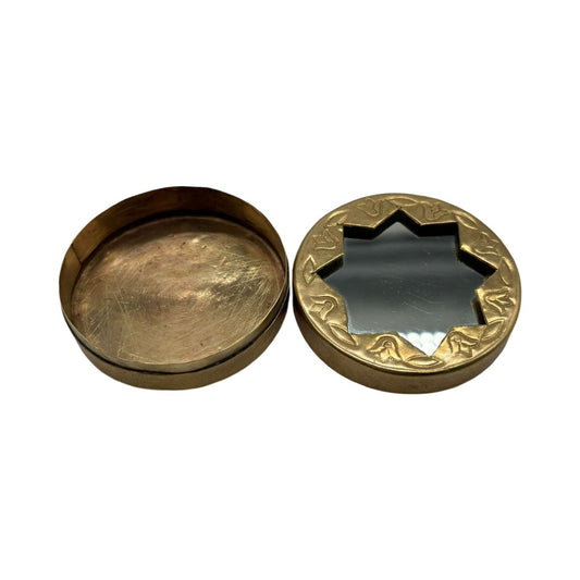 Vintage snusdosa i koppar med spegel och stjärn-detalj