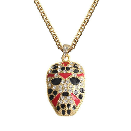 Vintage stil halsband mask maskerad teater guld stenar hiphop