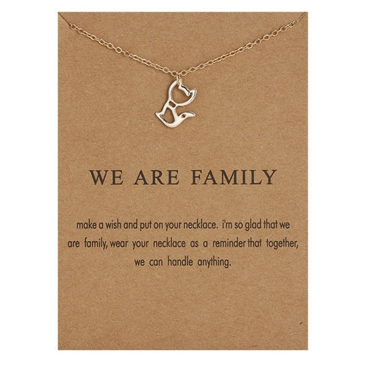 We are family  - halsband med en katt 18K guldpläterat gåva julklapp