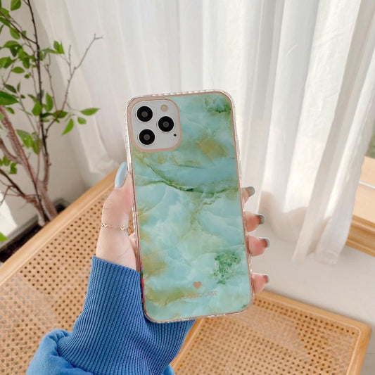 iPhone 12, 12 Pro &amp; 12 Pro Max Shell in turquoise marble gold details