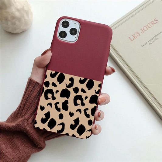 iPhone 12 & 12 Pro Skal halva leopardmönster 2 färger svart röd