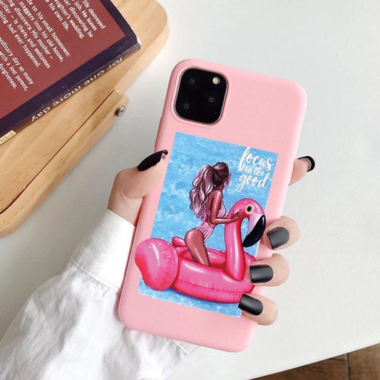 iPhone 12 & 12 Pro skal influencer pool rosa flamingo resa