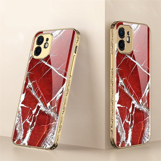 iPhone 12 Pro Max Lyx glas-skal guld barock elegant flera färger