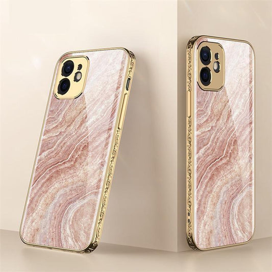 iPhone 13 Luxury glass case gold baroque elegant pink rococo