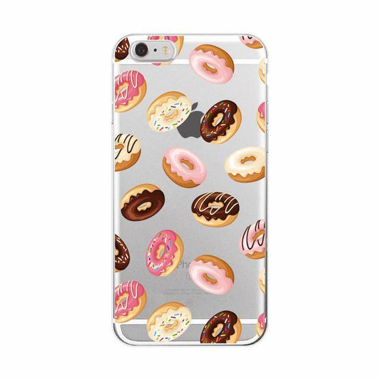 iPhone 13, Pro & Max transparent case med donuts m choklad rosa