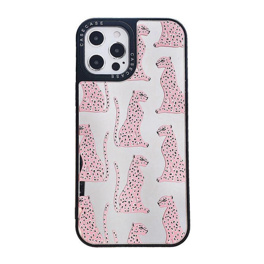 iPhone 13, Pro & Max transparent skal med rosa leoparder
