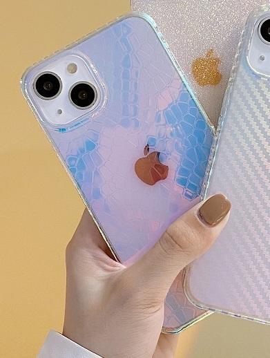 iPhone 13, Pro &amp; Max aurora holografiskt skal med fiskfjälls mönster