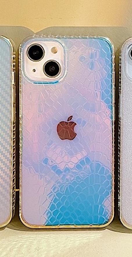 iPhone 13, Pro &amp; Max aurora holografiskt skal med fiskfjälls mönster