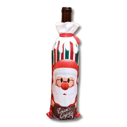 Överdrag till vin flaska med jultomte gåva ''warm wishes''