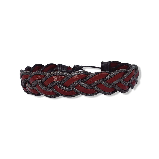 Handmade genuine leather braided bracelet in authentic style for men