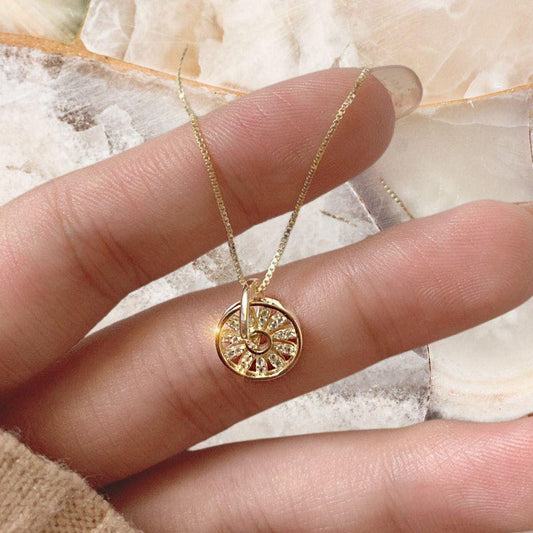 Minimalist chain 18k gold plating women sun flower gift