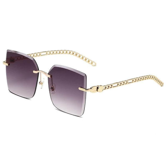 Large luxury sunglasses with square lenses and braided gold temple