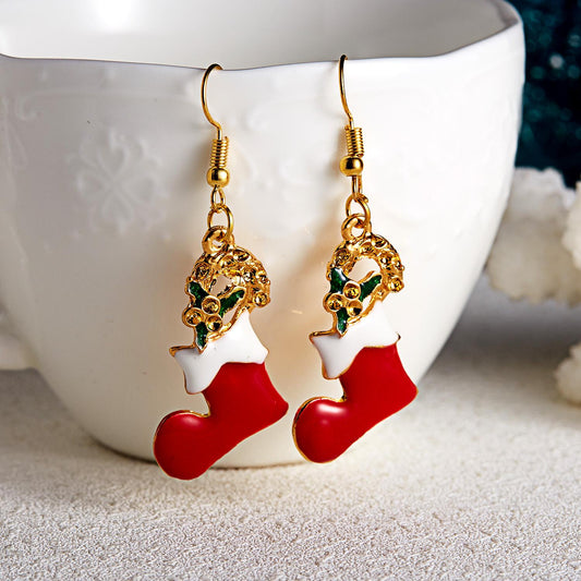 Festive earrings with red and white Christmas stocking Christmas Christmas Eve