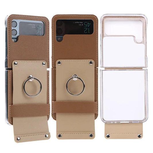 Luxury Vintage Vegan Leather Back Cover for Galaxy Z-Flip 4 Stylish and durable